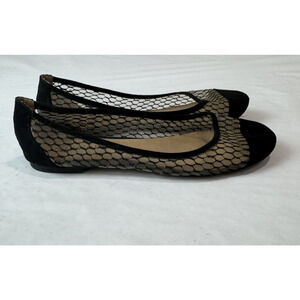 Zigisoho Ballet Flats Mesh Black Sheer Y2K Parisian Chic Cap Toe Women Size 6.5